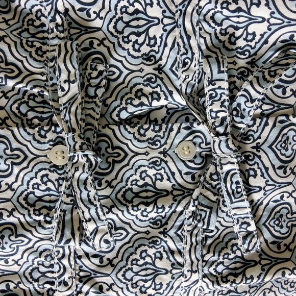 Harolds Byzantine Print Button-up Top Blue/ White 100% Cotton Size 10 - Picture 8 of 8